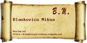 Blaskovics Miksa névjegykártya